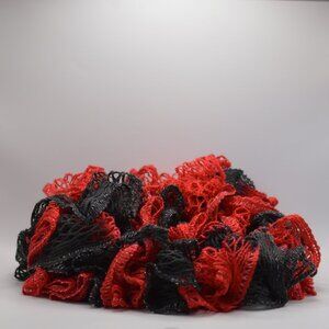 Homemade Black and Red Ruffle Scarf